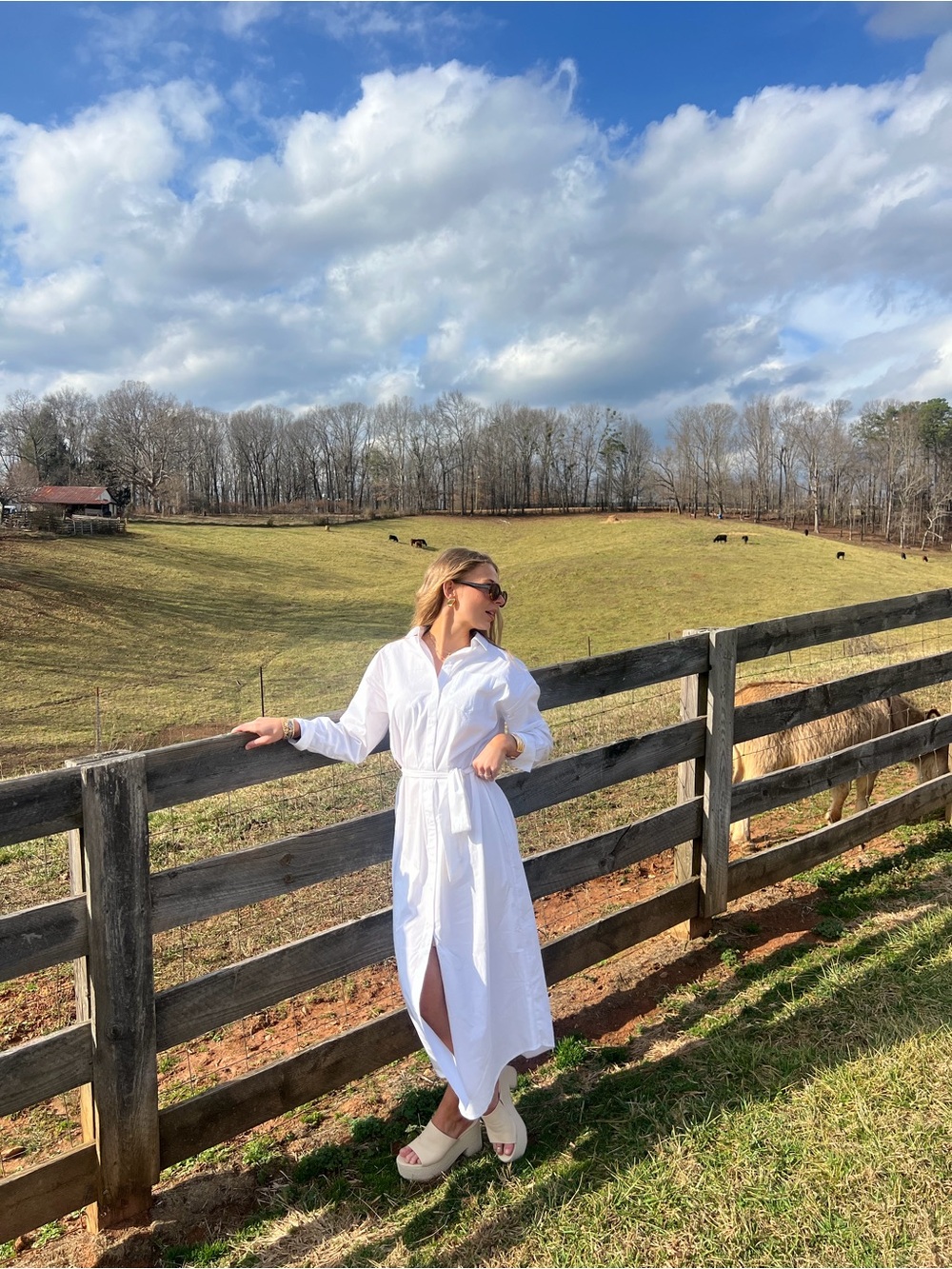 Express White Button-Front Maxi Shirt Dress